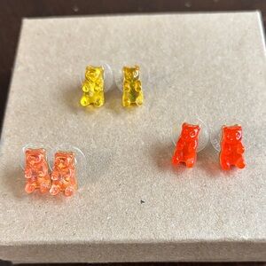 BaubleBar Gummy Bear Stud Earrings - Yellow, Orange-Red, and Pink